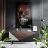 Skull in Colors Brushed Aluminum Dibond Wall Art.